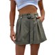 thumbnail image 1 of Pantalones cortos de mujer cintura corbata botón decoración casual moda verano senderismo pantalones cortos con bolsillos y cinturón OD verde L, 1 of 8