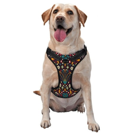 Yiaed Colorful Mexican2 Print Dog Harness No-Pull Pet Harness Adjustable Padded Dog Vest Reflective No-Choke Pet Oxford Vest with Easy Control Handle-Medium