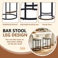 thumbnail image 5 of ClinQ Swivel Counter Height Bar Stools Set of 3, Fabric Upholstered Barrel Bar Chairs with Auto Return, Curved Back and Black Metal Frame, Linen, 5 of 7
