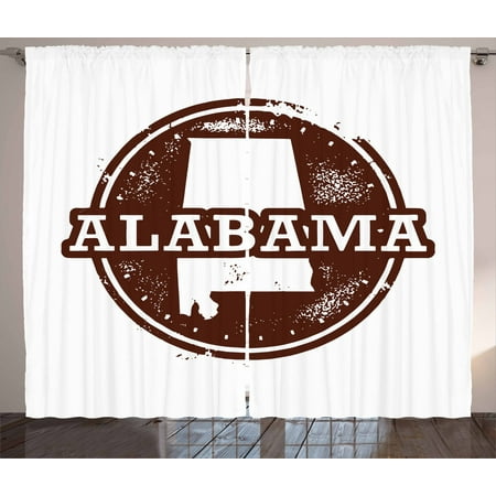 Alabama Curtains 2 Panels Set Vintage Style Alabama Map Outline