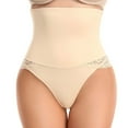 thumbnail image 2 of Elainilye Fashion Womens Tummy Control Underwear Lace High Waist Thong Shapewear Butt Lifting Panties Body Shaper,Beige, 2 of 9