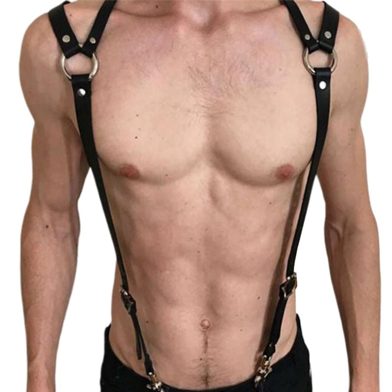 US Mens Harness Belt Super Stretch Chest Muscle Wide Straps Lingerie with O-ring