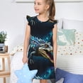 thumbnail image 4 of Fotbe Starry Sky Colorful Crocodile Vestido de Dormir para Niñas de 3 a 10 Años, Mangas Cortas, Estilo Princesa, Pijama Camisón con Mangas Voladas-Small, 4 of 6