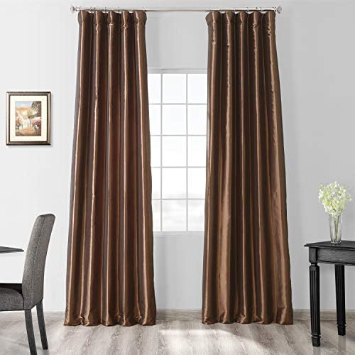 Blackout Faux Silk Taffeta Curtain, Copper Brown Faux Silk Taffeta Curtain Panel