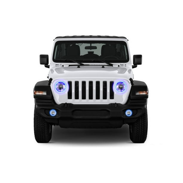 Flashtech Blue LED Halo Ring Headlight and Fog Light Kit for Jeep Wrangler  18-19 
