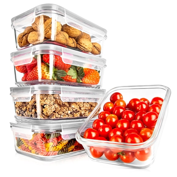 Set de 10 Contenedores de Vidrio NutriChef para Almacenamiento de Alimentos con Sellado Hermético