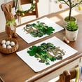 thumbnail image 4 of St. Patrick's Day Placemat of 1 PC, Lucky Four Leaf Clovers Table Mats Washable Heat-Insulation Non-Slip Place Mats for Kitchen Dinner Table Indoor Outdoor Decor,13x19 Inch Gold Green, 4 of 8