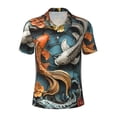 thumbnail image 2 of Daiia Colorful Koi Fish Art Pattern Men’s Polo Shirts,Solid Deck Shirt,Classic Fit, Breathable Cotton Polo for Casual and Sport Wear-Large, 2 of 7