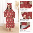 thumbnail image 4 of Dailycode Wearable Blanket Hoodie Oversized Sherpa Flannel Blankets with Pocket for 3-14 Year Old Capybara with Christmas Head, 4 of 7