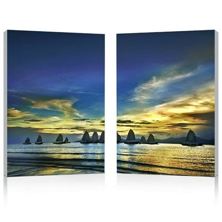 UPC 847321011366 product image for SunSet Sails Mounted Print Diptych in Multicolor | upcitemdb.com