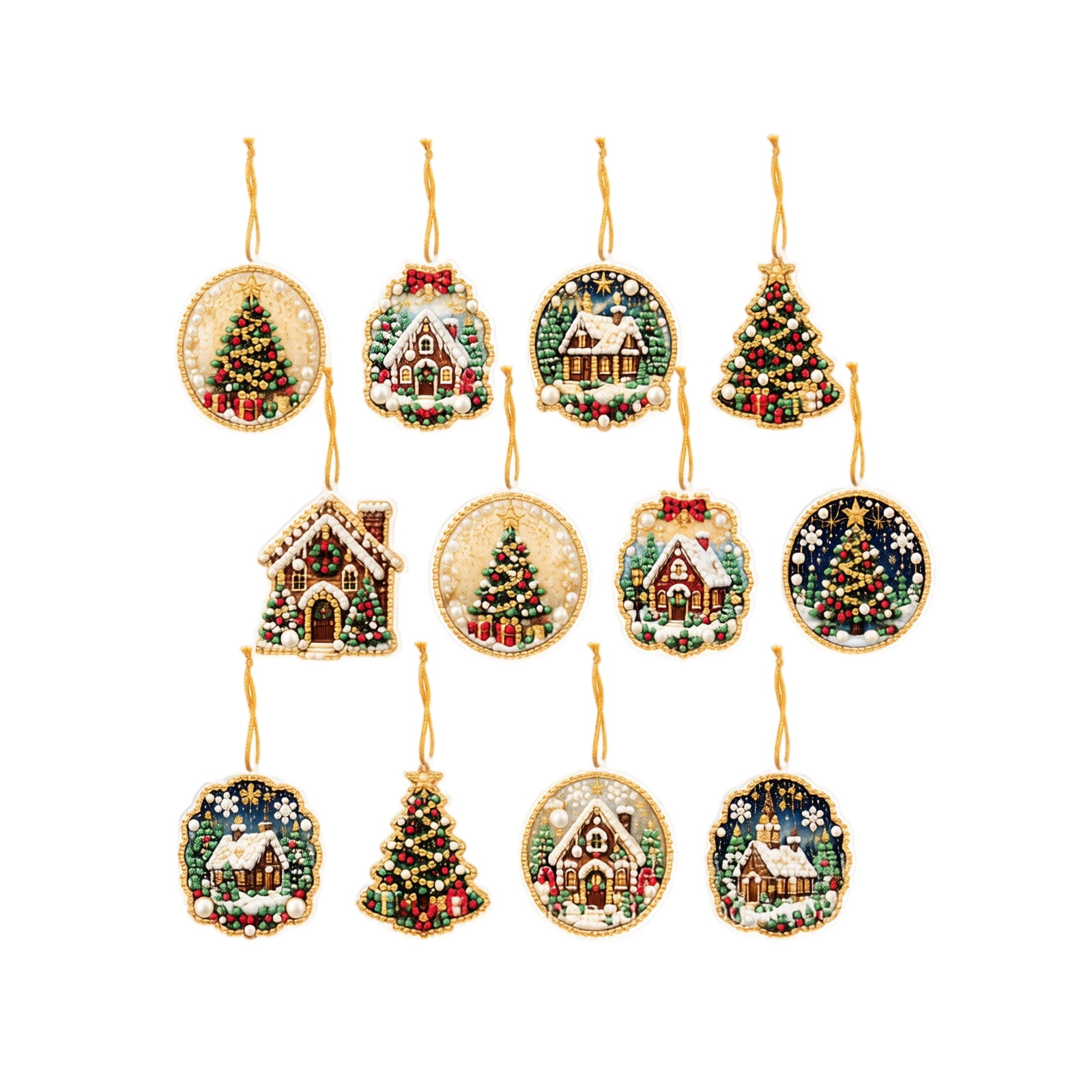 Christmas Diamond Painting Hanging Ornaments 12 Pack Festive Christmas Tree Decorations for Holiday Home and Party Decor Thoughtful Holiday Gift