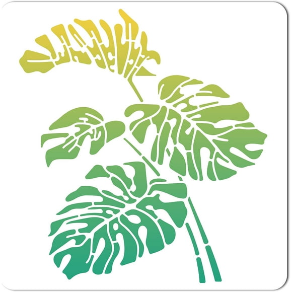 30x30cm Leaves Stencils Templates Tropical Leaves Pattern Large Square Stencils Reusable Plastic Sign for Painting on Wood Wall Scrapbook Card Floor Canvas Drawing Tool DIY Decor Crafts