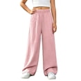 thumbnail image 3 of Girls Wide Leg Pants Elastic Waist Loose Fit Flowy Trousers Casual Lounge Summer Lightweight Relaxed Dance Sweatpants Flattering Playwear with Pockets, 3 of 6