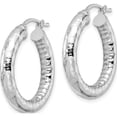 thumbnail image 2 of Sterling Silver Rhodium-Plated 4.00mm Diamond-Cut Hoop Earrings (26 X 25) Made In Mexico qe3546, 2 of 5