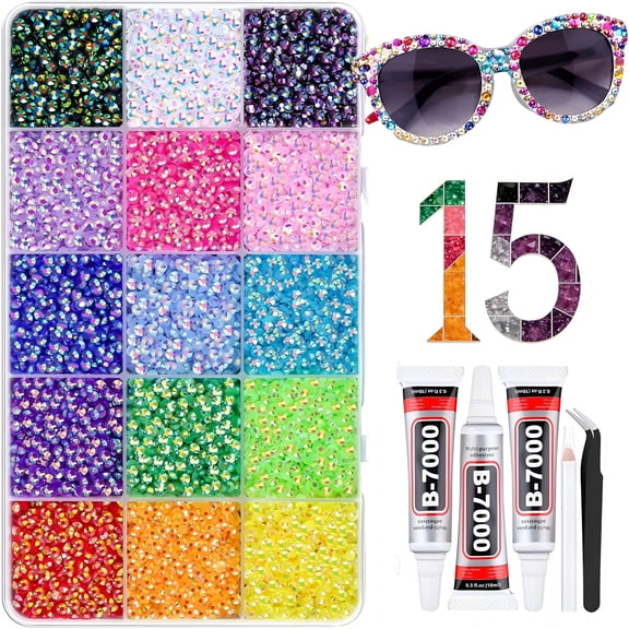 TUWAFE Bedazzler Kit with Rhinestones,3Mm Flatback Gems And Glue Pen,Complete Diy Craft Set for Nails,Phone Cases,Clothes And Art