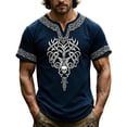 thumbnail image 2 of Viking Shirts for Men Summer Short Sleeve V Neck T-Shirts Vintage Norse Mythology Graphic Tee Shirt, 2 of 5