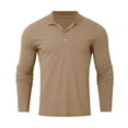 thumbnail image 4 of Rggeeun Mens Polo Shirts Male Fashion Solid Color Casual Stand Collar Stretch Vertical Long Sleeve Shirt Tops Lightweight, 4 of 5