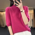 thumbnail image 1 of JUNWELL Chandail Prêt à Porter 100 % Pur pour Femmes, Col Semi-Tortue, Manches Courtes, Ample, 1 of 7