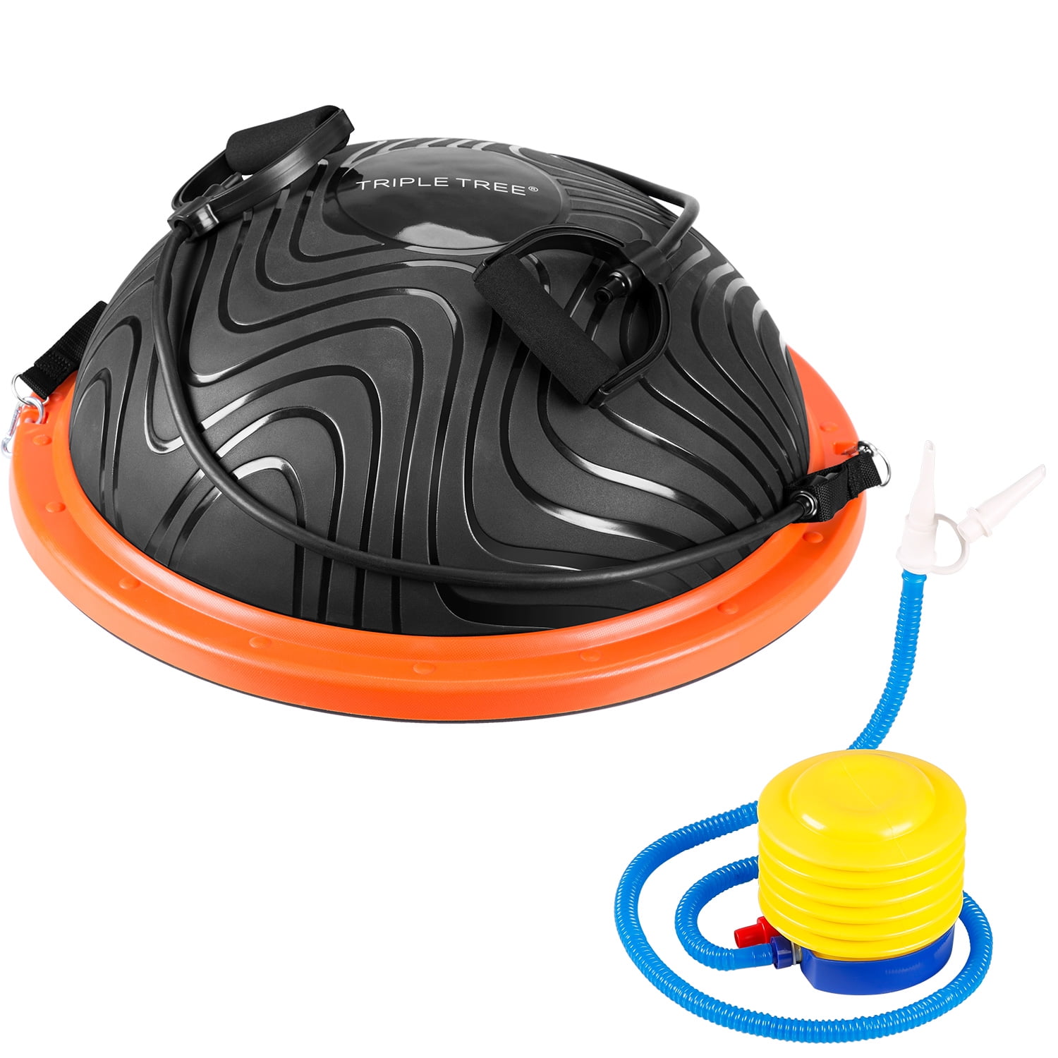 Half Ball Balance Trainer, Balance Trainer Half Ball with Resistance Bands 5MM Thickened Anti Slip Yoga Balance Ball with Pump Half Balance Ball for Stability, Core Training Home Fitness