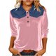 thumbnail image 1 of Camisetas de Manga Larga de Negocios Casual para las Mujeres Slim-Fitting Gold Velvet Denim Patchwork Pullover, Camisetas de Manga Larga de las Señoras para el Trabajo Diario de la Oficina, 1 of 7
