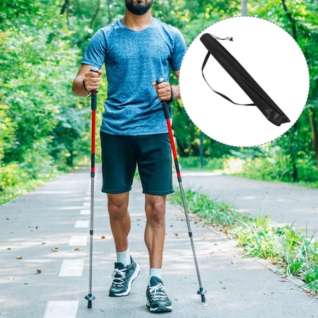 Outdoor Hiking Poles Carry Bag Large Capacity Black Trekking Pole Storage Pouch Portable Walking Stick Organizer Tarp Pole Bag Fishing Rod Bag