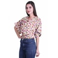 thumbnail image 3 of Moomaya Printed Womens Wrap Blouse Moss Georgette Elastic Waist Summer&nbsp;Crop Top, 3 of 5
