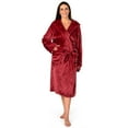 thumbnail image 4 of PAVILIA Plush Hooded Robe For Women | Wine Maroon Fluffy Soft Bathrobe With Hood | Fuzzy Warm Spa Robe, Cozy Fleece Long Robe | Satin Trim, Small-Medium, 4 of 10
