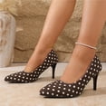 thumbnail image 2 of Gpaecead Women's French Polka Dot Stiletto Pumps Pointed Toe Vintage Slip On Shoes With Breathable Cotton Blend For Party Brown, 2 of 8
