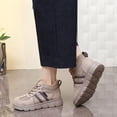 thumbnail image 3 of Womens Snow Boots Fashion Splice Leather Lace up Winter Ankle Booties Fuzzy Lined Platform Sneakers Walking Shoes Coffee Size 7, 3 of 7