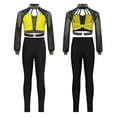 thumbnail image 6 of Zaldita Kids Girls Shiny Rhinestone Long Sleeve Dance Crop Top with Figure Skating Leggings Set Performance Dancewear Yellow 10, 6 of 7