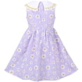 thumbnail image 2 of Girls Dress Purple Daisy Flower Plaid Sleeveless Casual Cotton 7 Years, 2 of 7