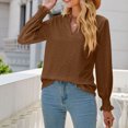 thumbnail image 2 of Besolor Womens Trendy Fall Blouses V Neck Ruffle Long Sleeve Eyelet Shirts Casual Loose Fit Ladies Going out Tops, 2 of 8