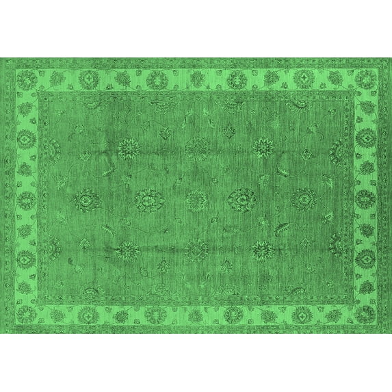 Ahgly Company Indoor Rectangle Oriental Emerald Green Traditional Area Rugs, 8' x 12'