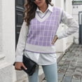 thumbnail image 1 of Chaleco De Suéter Para Mujer, Suéter Sin Mangas A Cuadros Lavable A Máquina De Tela De Poliéster Informal Suave De Punto De Moda Para El Trabajo Para El Otoño ANGGREK Otros, 1 of 7
