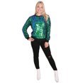 thumbnail image 4 of Women's Glitter Sequin Sweatshirt Long Sleeve Pullover Tops with Ribbed Cuffs, 4 of 5