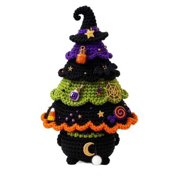 DIY Halloween Crochet Tree Kit, 3D Halloween Tree Crochet Craft Set for Halloween Home Decor, Handmade Crochet Project Kit for Adults & Beginners