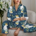 thumbnail image 6 of Pajama Sets for Women 2 Pcs, Cartoon Cute Cockatoo Plant Button Down Long Sleeve Sleepwear Lounge PJ Sets, 6 of 6