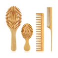 thumbnail image 1 of wonima44 4 PCS Bamboo Hair Brush Set With Natural Wooden Wide-tooth and Tail Comb Big and Mini Paddle Detangling Hairbrush for Women men kids and Baby Thick Thin Curly Straight Dry, 1 of 1