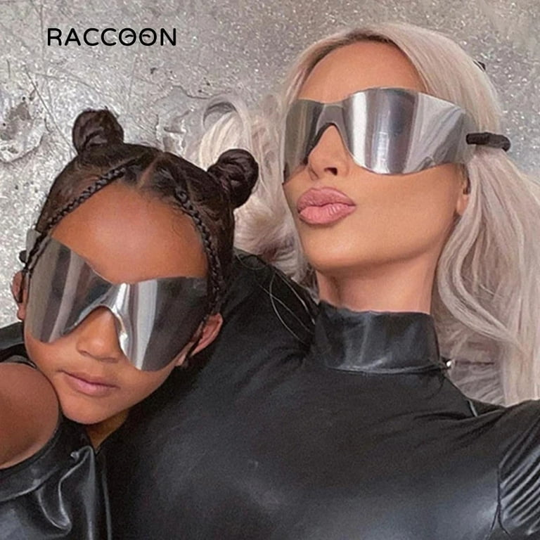 Y2k Futuristic Sunglasses Women Alien Silver Sun Glasses Men