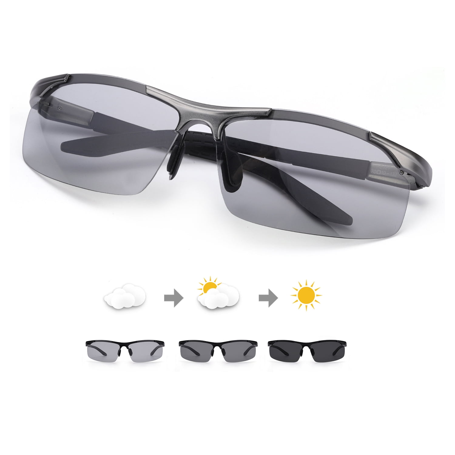 UV400 Unisex Photochromic Cycling Glasses 3 in 1 Intelligence Lenses 