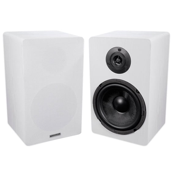 Rockville 2 RockShelf 68W 400w White 6.5" Home Theater Bookshelf Speakers/8 Ohm