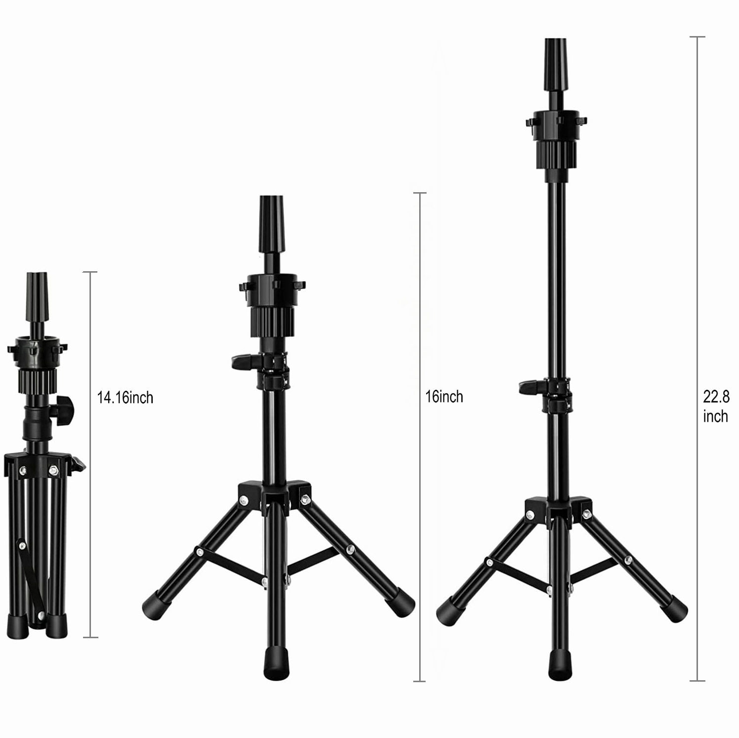 RYHAIR 22 inches Canvas Mannequin Head with Tripod Stand Wig Cap T Pins Rat Tail Comb and Hairpins for Wig Making Practice Styling Training Display