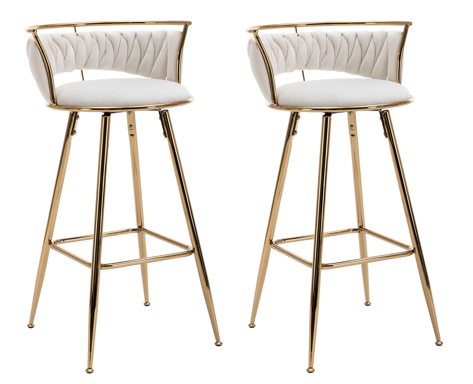 Guyou Modern Swivel Bar stools Set Of Two, Velvet Upholstered Casual