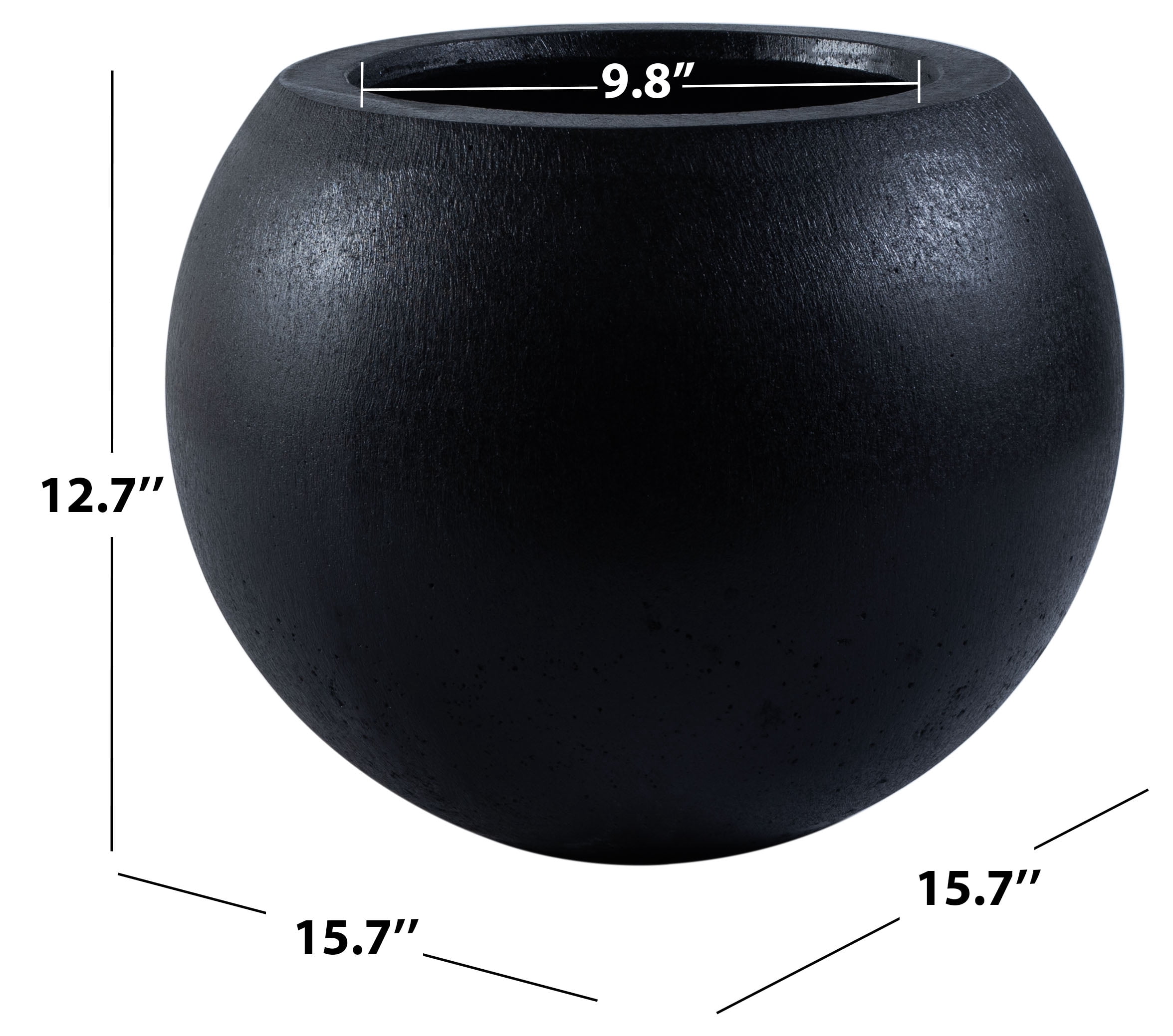 SAFAVIEH Gerand Concrete Modern Solid Round Patio Planter, Black