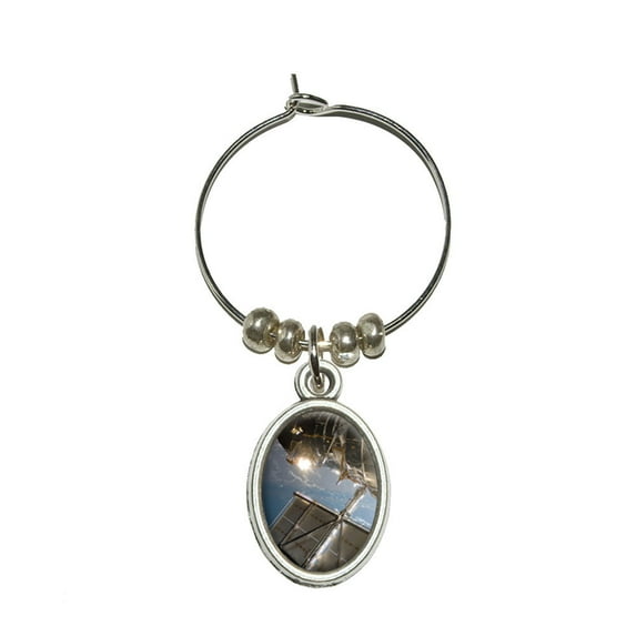 Hubble Telescope - Astronomy Space Oval Wine Glass Charm