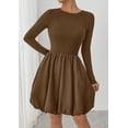 thumbnail image 4 of Vestido PRETTYGARDEN 2025 Casual de Manga Larga Mini Marrón Talle S, 4 of 8