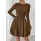 thumbnail image 4 of Vestido PRETTYGARDEN 2025 Casual de Manga Larga Mini Marrón Talle S, 4 of 8