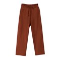 thumbnail image 3 of Thousandth Women's Plus Size Pants Casual Cotton Loose Fit Pants Drawstring Elastic Waist Wide Leg Lounge Trousers Comfy Relaxed Vacation Bottoms with Pockets, 3 of 6