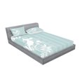 thumbnail image 2 of Ambesonne Nature Fitted Sheet & Pillow Sham Set, Bird Silhouette on Tree, Queen, Turquoise White, 2 of 2