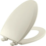 Angle View: Bemis Elongated Enameled Wood Toilet Seat in Biscuit with Easy•Clean? Hinge